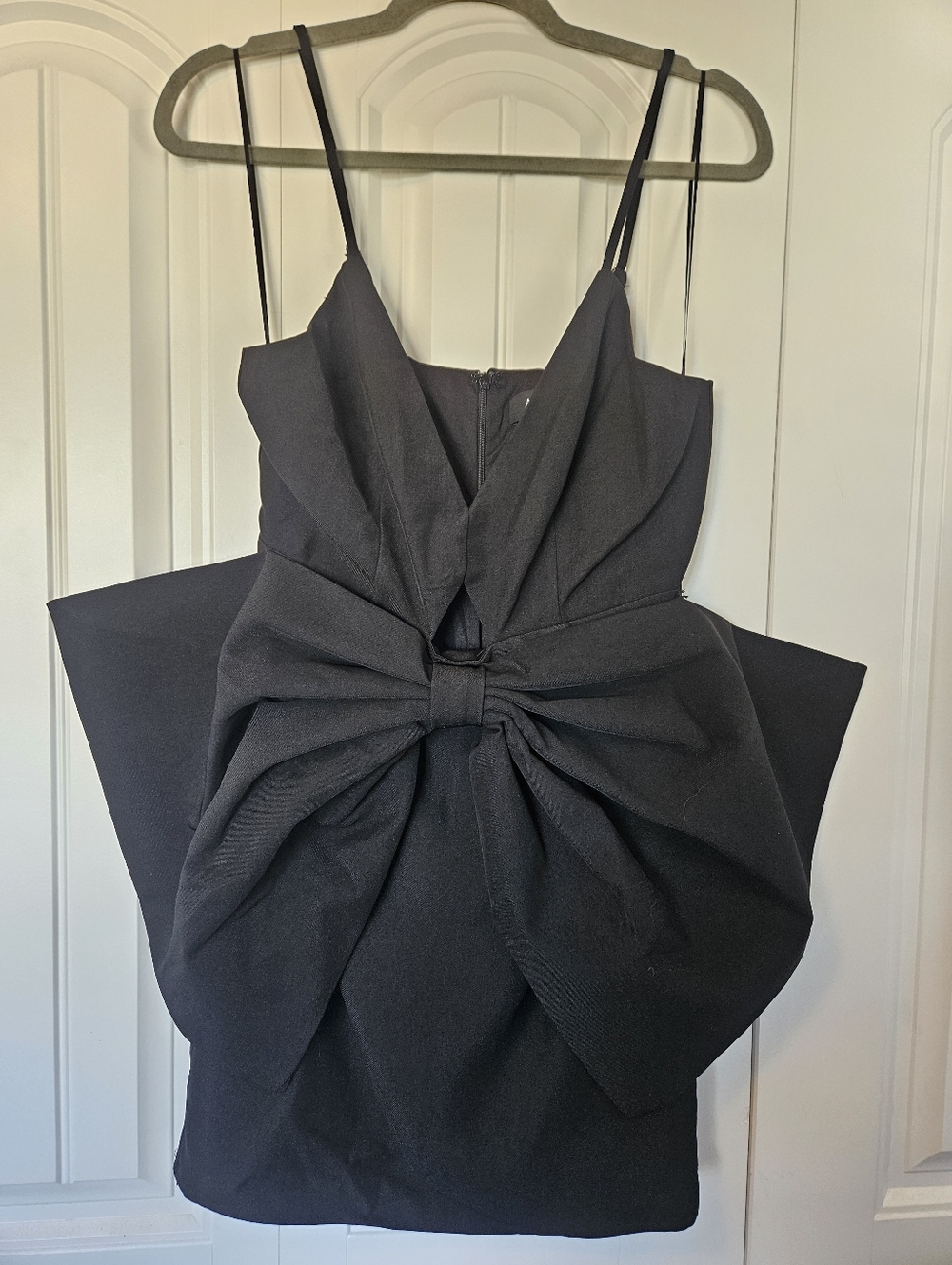 AKIRA Black Bow-Front Mini Dress with Spaghetti Straps Size Medium